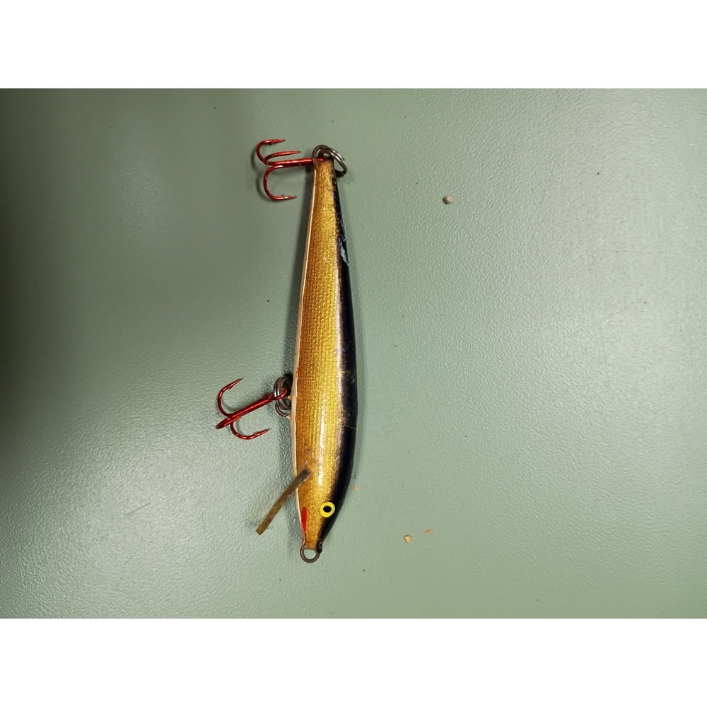 Rapala Original Floater F11 Gold Black Finland Balsa Wood Fishing Lure Red Hooks